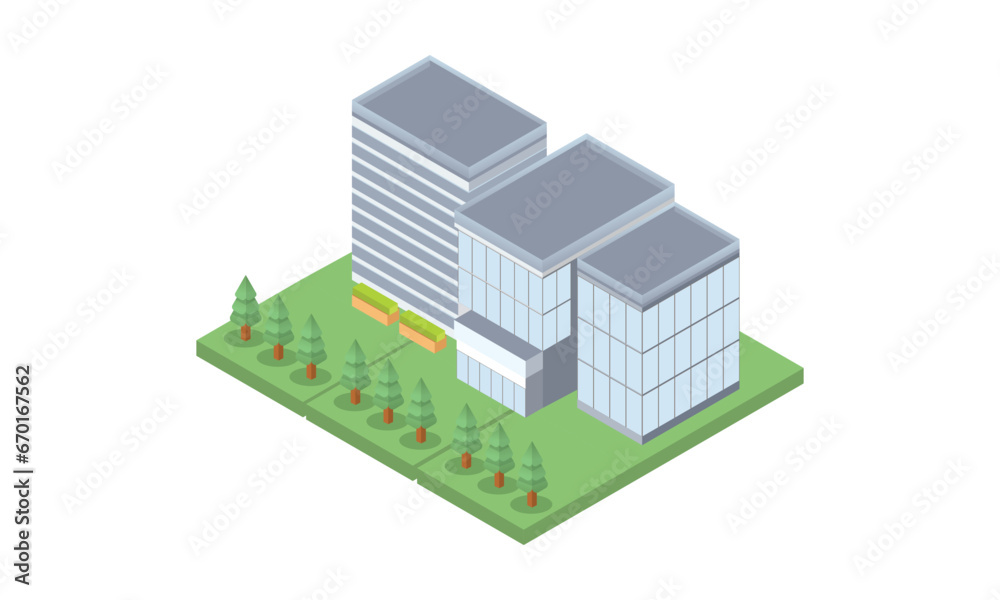 Isometric Building vector.building 3d , smart city, Vector office and town apartment concept.on white background.3D design.isometric vector design Illustration.
