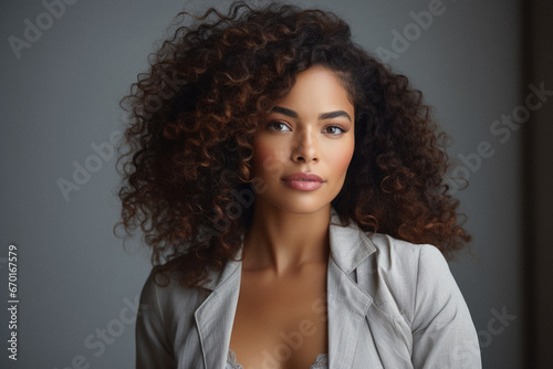 Portrait of beautiful young african american woman with afro hairstyle.