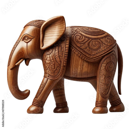 statue - wooden elephant statue isolated on transparent background