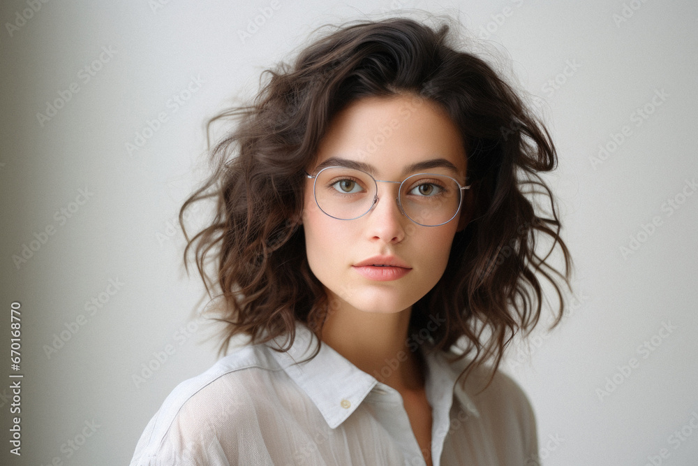 Portrait of a beautiful young business woman in white shirt and glasses. Portrait of a beautiful young business woman in white shirt and glasses.