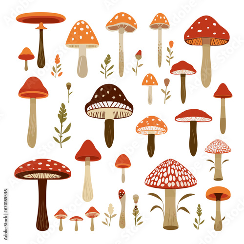 set of mushrooms svg vector illustration