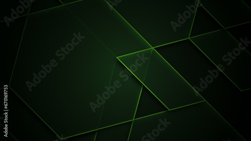 Wallpaper Mural Illustration of a dark green background with illuminated geometric shapes Torontodigital.ca
