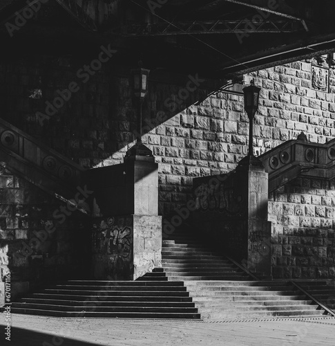 Under the old bridge in the city