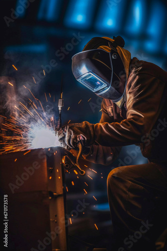 Close-up during welding  welding process  Generative AI