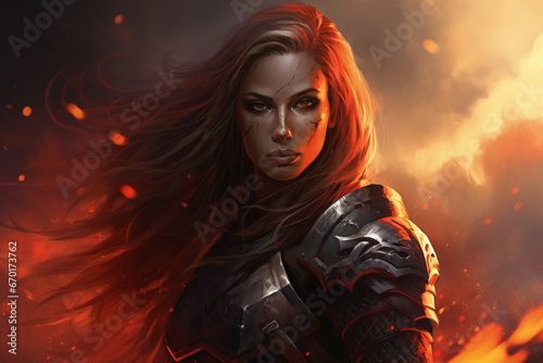 Portrait of a fantasy female warrior illustration © Kevin Brine