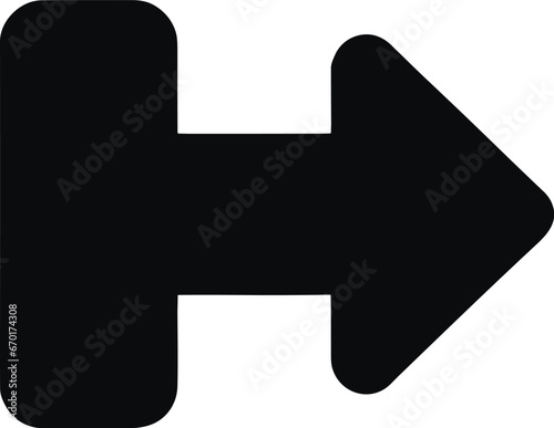 Arrow with a rectangular origin, black, wind graphics