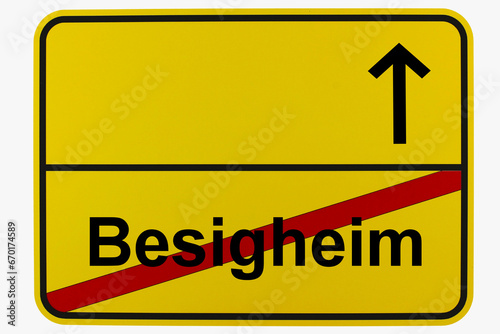 Illustration eines Ortsausgangsschildes von Besigheim in Baden-Württemberg	 photo
