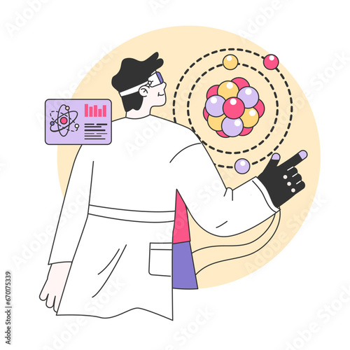 Medical research. Biotechnology, medicine and pharmacology development. Innovative technologies, clinical trials and tests. Flat vector illustration