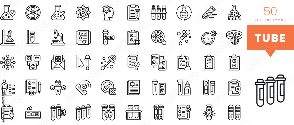 Set of minimalist linear tube icons. Vector illustration