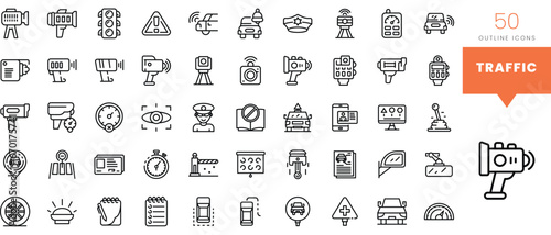 Set of minimalist linear traffic icons. Vector illustration