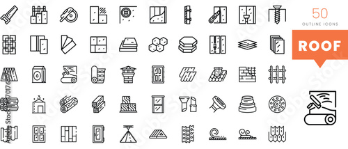 Set of minimalist linear roof icons. Vector illustration