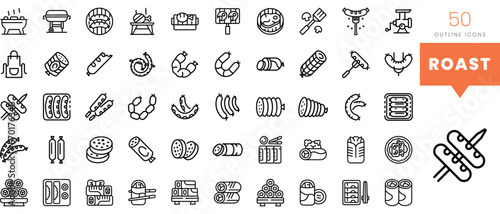 Set of minimalist linear roast icons. Vector illustration