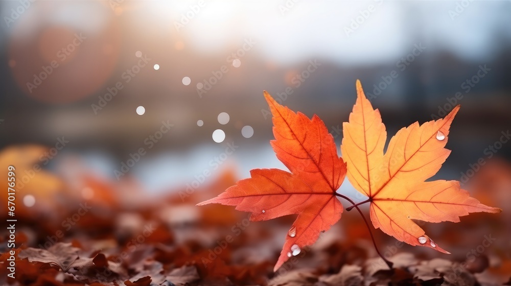 Design for autumn season and end year activity with red and yellow maple leaves.