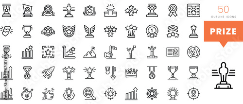 Set of minimalist linear prize icons. Vector illustration