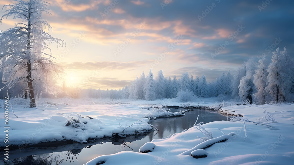 winter landscape with snow and trees winter landscape with snow and trees