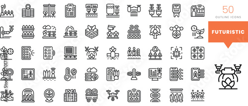 Set of minimalist linear futuristic icons. Vector illustration