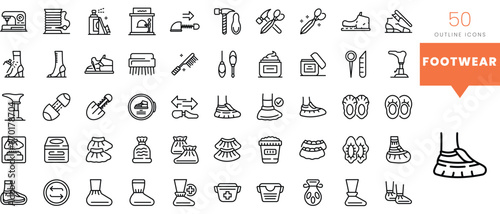 Set of minimalist linear footwear icons. Vector illustration photo