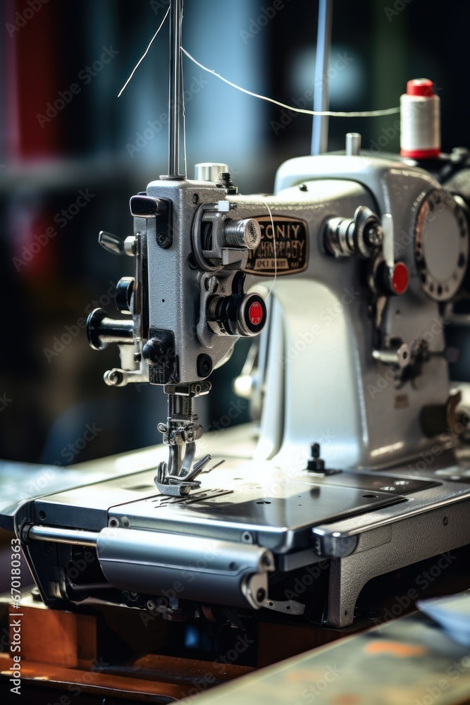 sewing machine close-up with torn thread sewing machine close-up with torn thread
