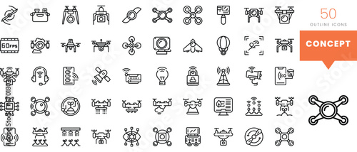 Set of minimalist linear concept icons. Vector illustration