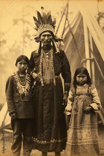 Indian family filmed in the 80s. old vintage photo on the street near a hut, home