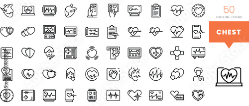 Set of minimalist linear chest icons. Vector illustration