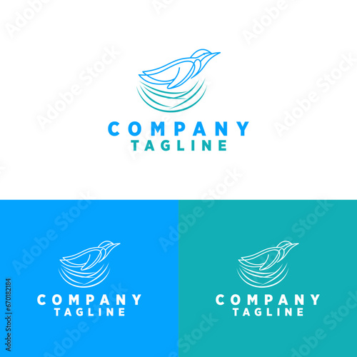 Bird with nest logo design. Bird watching vector design. Birding logotype