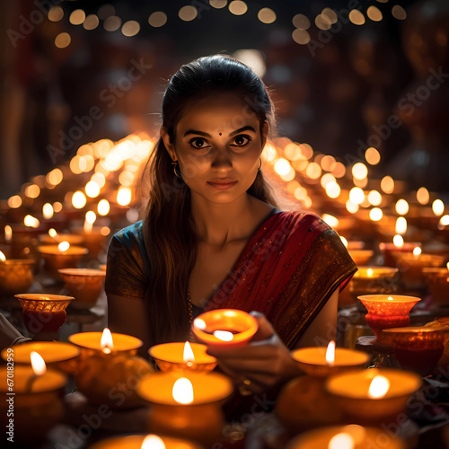 Diwali, Hindu festival of lights,  celebration, Indian religions; holiday; Dipawali, clay lamps photo