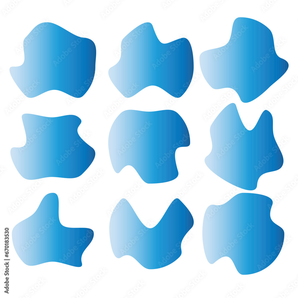 Colorful Modern liquid irregular blob shape abstract elements graphic flat style design fluid vector illustration set. Colorful Modern liquid irregular blob shape abstract elements graphic flat style design fluid vector illustration set.