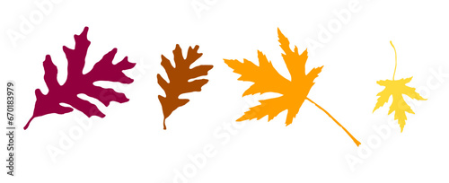 Autumn maple leaves, orange fall leaf, thanksgiving or halloween design elements in orange red and yellow autumn colors, seasonal clip art or png design elements for border or background illustrations