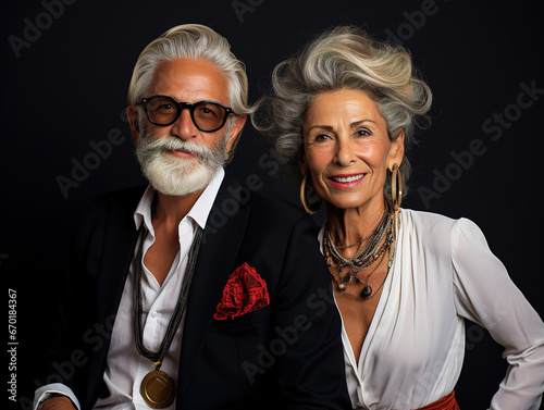 Old Man and Woman Dressed in Elegant and trendy combination