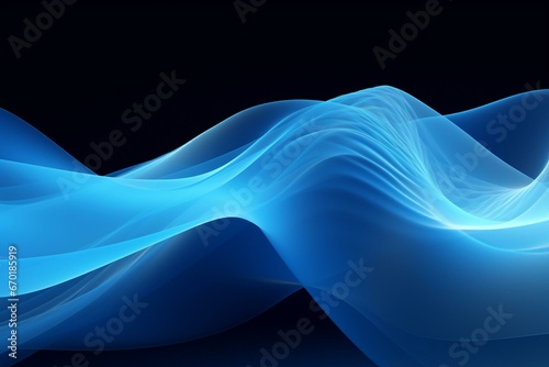 Abstract pattern of flowing blue grids creating a wave-like background. Generative AI