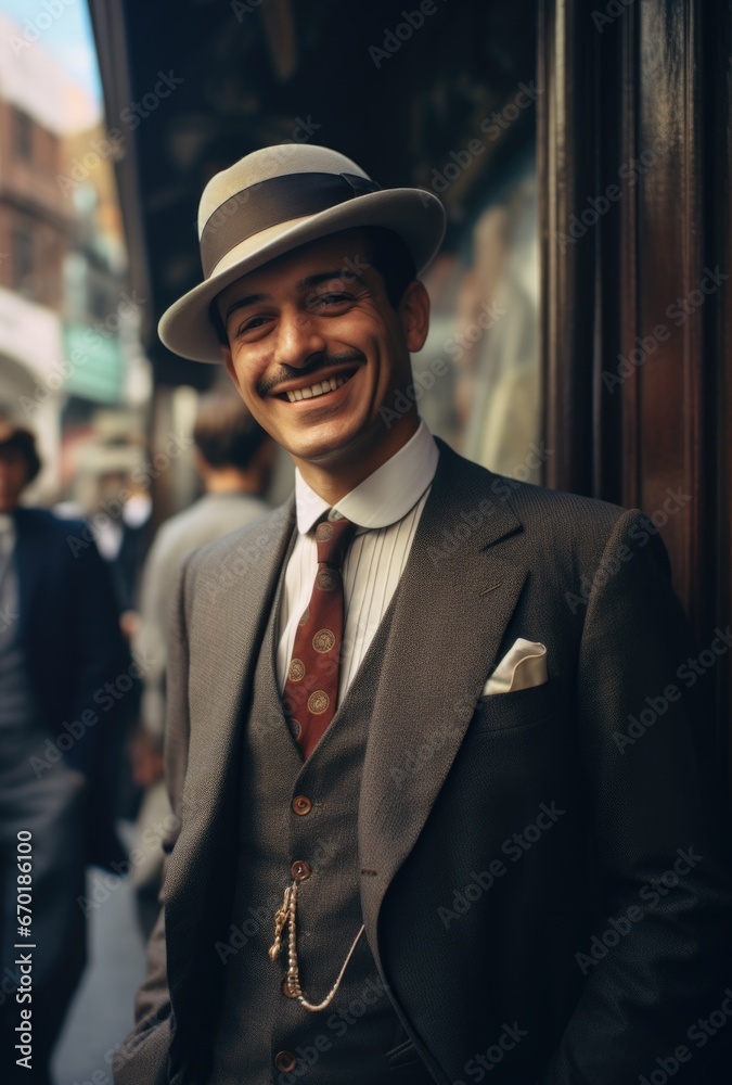 A man in a suit and tie standing in front of a building. Generative AI. A man in a suit and tie standing in front of a building. Generative AI.