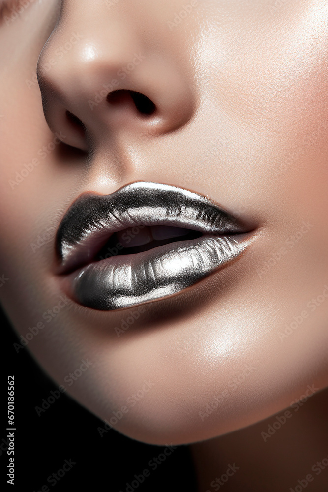 Fototapeta premium macro shot of colorful beautiful lips from a female model