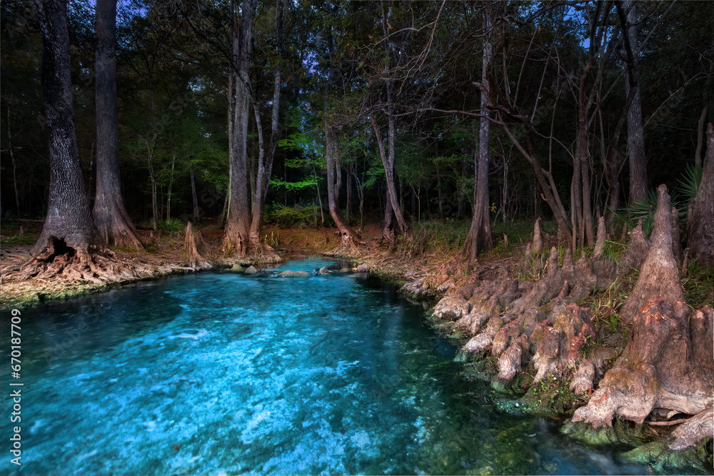 Naklejka premium Mermaid Springs (AKA Johnathan Springs) on the Santa Fe River, Columbia County, Florida