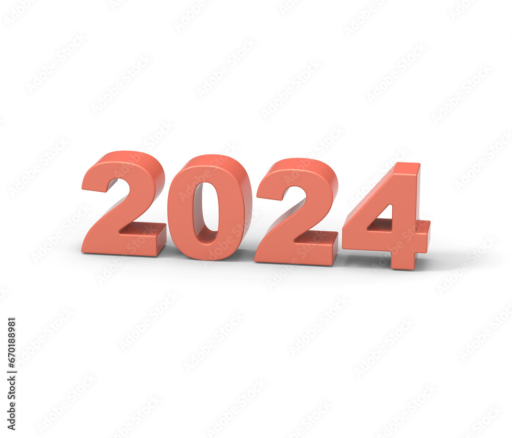 New Year 2024 on white background, 3d rendering New Year 2024 on white background, 3d rendering