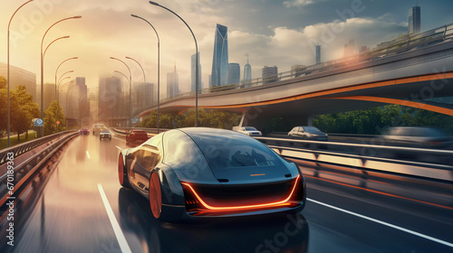 concept car of a futuristic vehicle photo