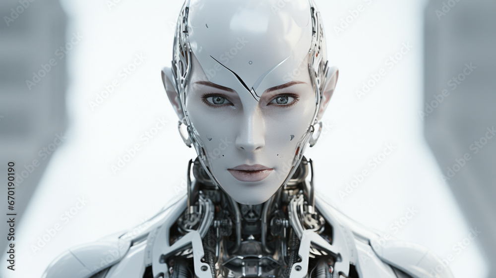 Robot with a human face. digital intelligence Robot with a human face. digital intelligence