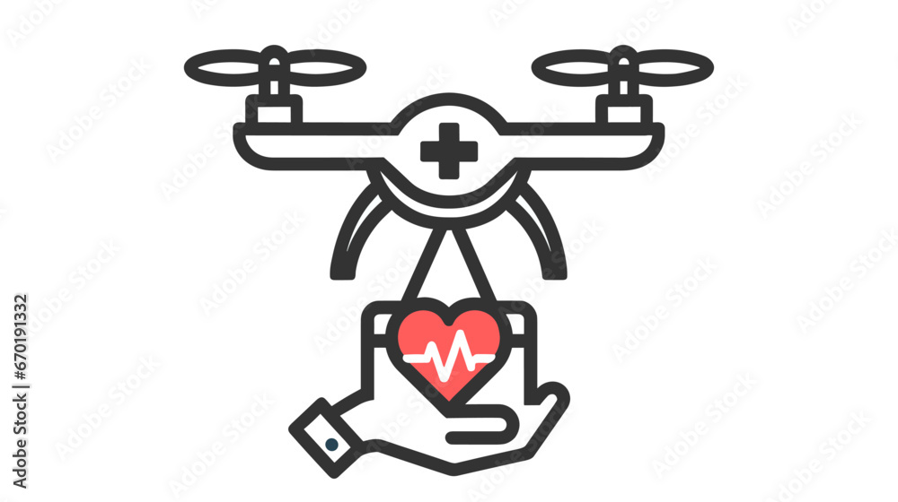 Medical drone and and health care icon. Medical illustration on white background Medical drone and and health care icon. Medical illustration on white background