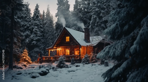 Cozy Cabin in Snowy Woods