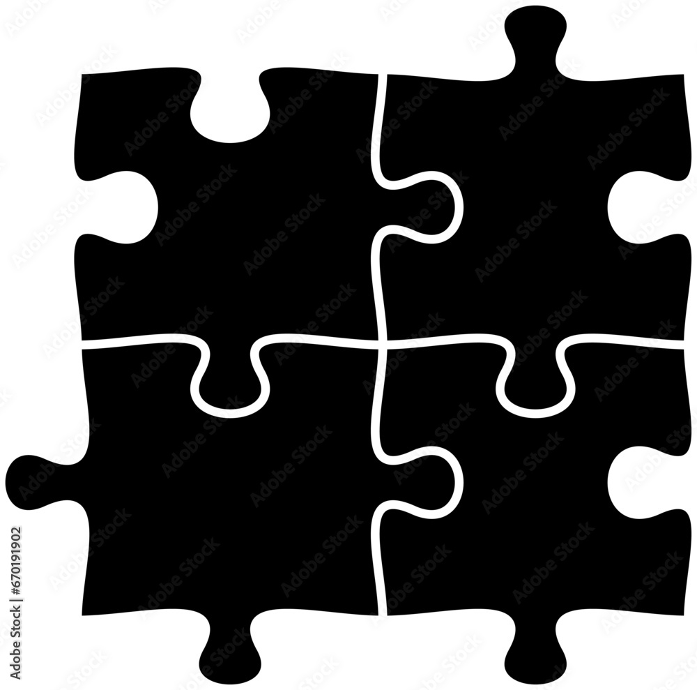 Black puzzle icon on white background, vector Black puzzle icon on white background, vector