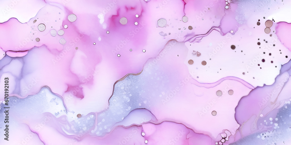 Abstract background with alcohol ink texture in pink and white colors. Decoration for wallpaper desktop, poster, cover booklet