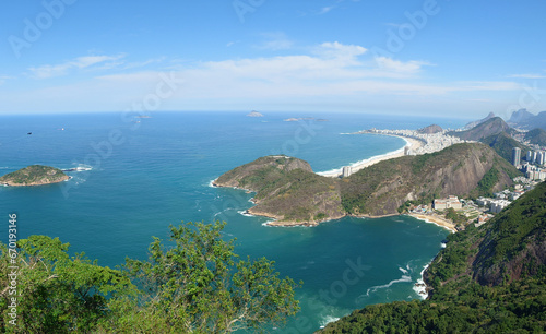 Panoramic aerial view from the top of Sugarloaf Mountain in the city of Rio de Janeiro