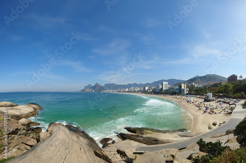 Panoramic view of Arpoador and Ipanema beaches in the city of Rio de Janeiro Brazil photo