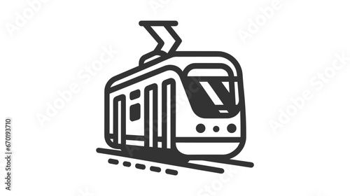 Lightrail or light rail transit with pantograph flat vector icon for transportation apps and websites