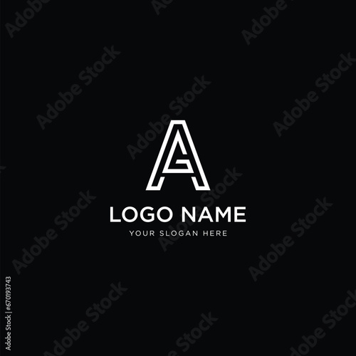 initial letter AG logo design template modern minimalistic stock vector