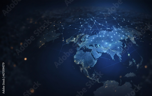 Global network connection over the Earth. Internet and technology concept.