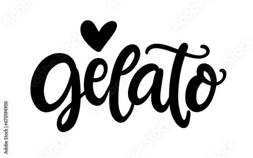 Gelato Ice Cream hand written brush lettering