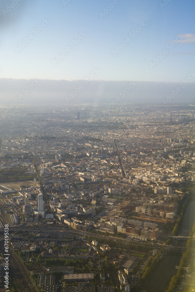 Aerial view on the city center of Paris