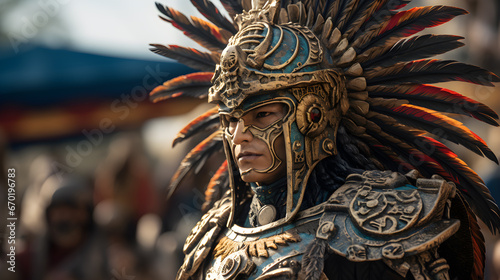 Guerrero azteca ataviado con vestimenta de hombre aguila  photo