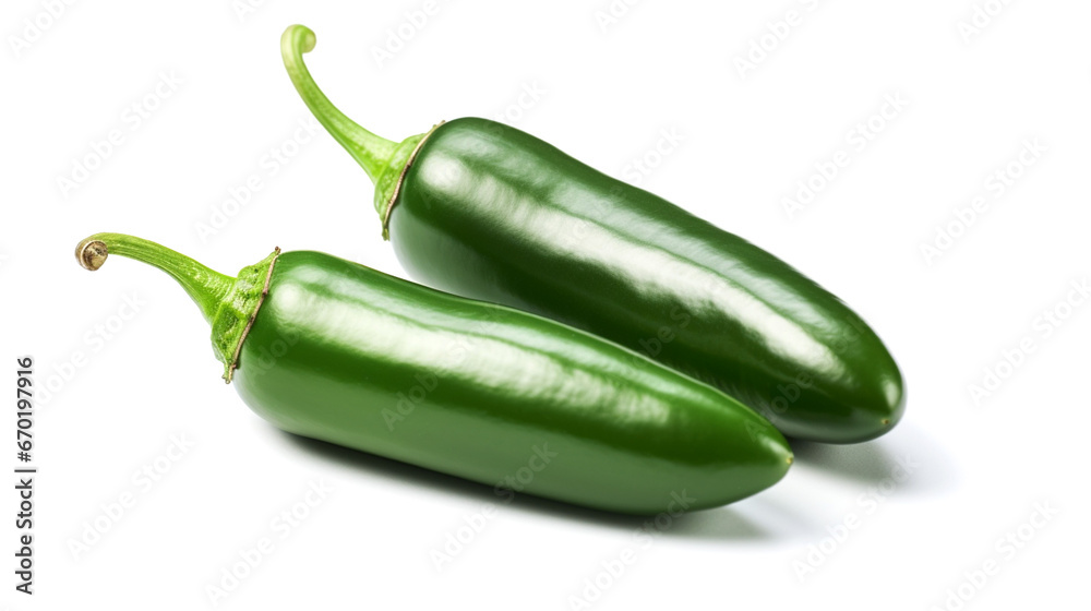 Jalapenos, source of vitamins and fiber on white isolated background. Banner. Jalapenos, source of vitamins and fiber on white isolated background. Banner.